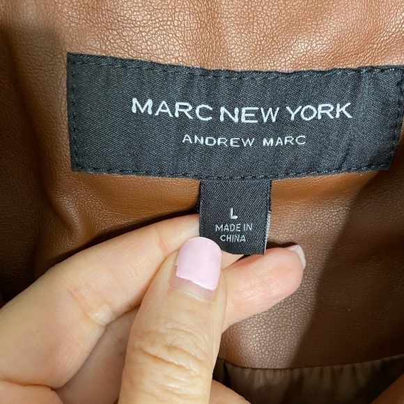 NWT Andrew Marc Faux Leather Jacket in Chocolate Brown size Large - Picture 6 of 6